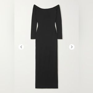 Skims off the shoulder black “onyx” dress, size Small